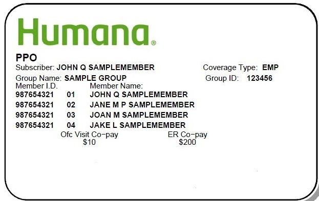 Humana Sample Member ID Card